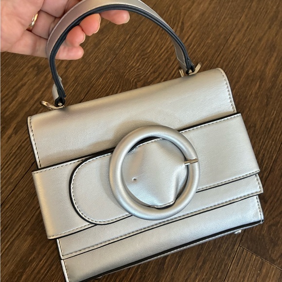 Satchel by Future Collective, Top-Handle w Cross Body Strap Silver Belt Design 🩶 - Picture 3 of 11